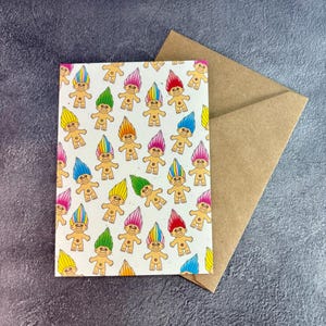Happy Little Troll Dolls / Handgemaakte wenskaarten / Vintage Trolls / Collectible Trolls / Troll Dolls Retro