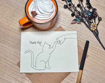 FIST BUMP CAT / Handmade Greeting Card / Thank You Card / Thank You Gift / Pet / Kitten / Veterinarian Thank You/ Vet tech Gift