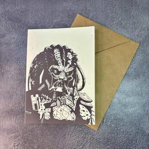 Klassieke filmmonster / Handgemaakte wenskaart / Verjaardagskaart / Verjaardagscadeau / Fanart / Klassiek monster / Alien / Klassieke film / Predator