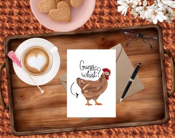 Guess What Chicken Butt Joke: Handmade Greeting Card