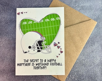 Secret To Happy Marriage is voetbal/handgemaakte wenskaart/rekeningen maffia/buffel biljetten/voetbal/verjaardag/voetbal bruiloft/