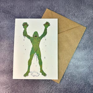 Swamp Classic Monster Lagune / handgemachte Grußkarte / Geburtstagskarte / Jubiläumsgeschenk / schwarze Lagune / Fan Art Karte / Nahtmonster