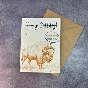Happy Buffday / Handgemachte Grußkarte / Buffalo Ny / Buffalo Bison / Geburtstagskarte / Geschenk zum Geburtstag / Coworker Geburtstag