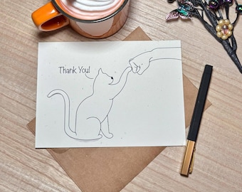 Fist Bump Cat Thank You: Handmade Greeting Card
