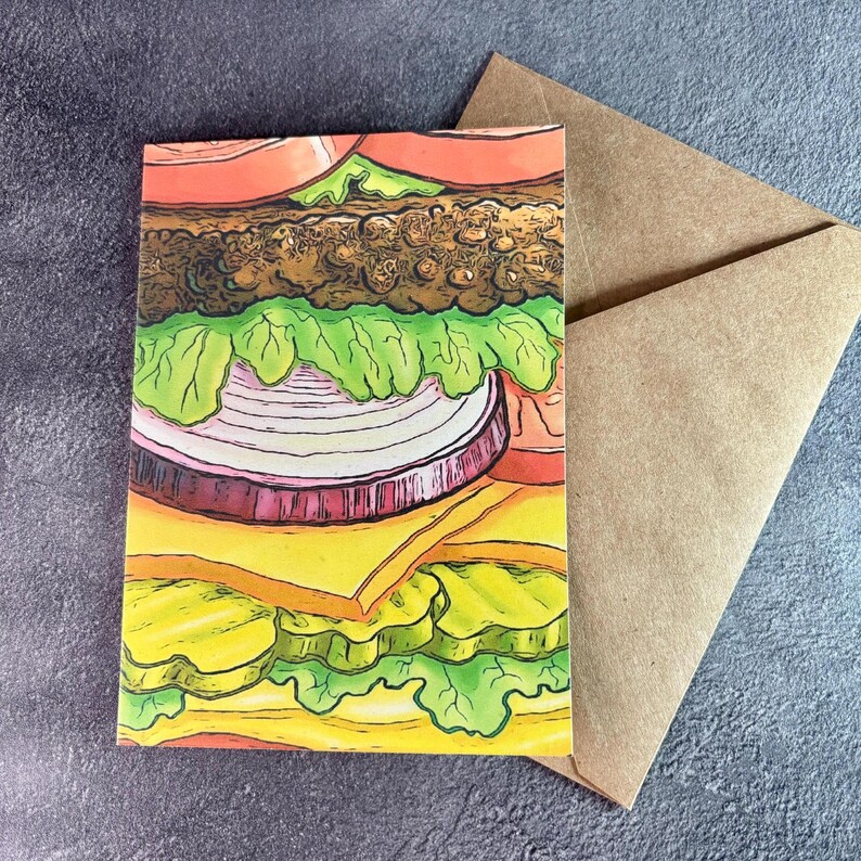 Hamburger / Handmade Greeting Card / Funny Love Card / Birthday Food