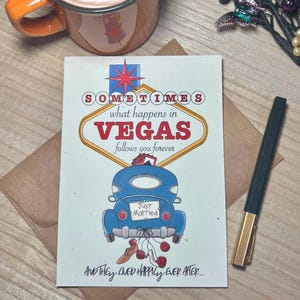 Las Vegas Wedding Vows - What happens in Vegas Follows You Forever: Handmade Greeting Card