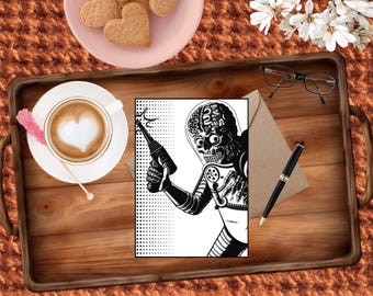 Classic Mars Alien Fan Art: Handmade Greeting Card