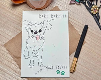 Dog Thank You Card: Handmade Puppy Greeting Card