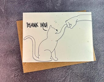 FIST BUMP CAT / Handmade Greeting Card / Thank You Card / Thank You Gift / Pet / Kitten / Veterinarian Thank You/ Vet tech Gift