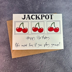 Joyeux anniversaire Jackpot de machine à sous/ Carte de voeux faite main/ Cadeau de casino/ Cadeau d'anniversaire/ Bingo/ Jeux d'argent/ Anniversaire de casino drôle