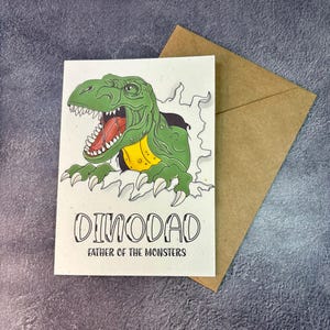 Padre de los monstruos, papá dinosaurio / Tarjeta de felicitación hecha a mano / Divertido papá dinosaurio / Día del padre / Linda tarjeta de papá dinosaurio
