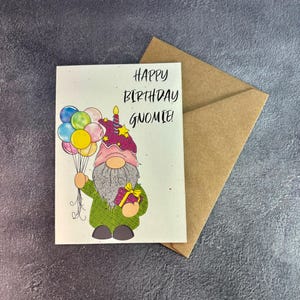 Anniversaire Gnomie / Carte de voeux faite main / Carte d'anniversaire / Cadeau d'anniversaire drôle / Anniversaire d'enfants / Anniversaire de collègue / Fête d'anniversaire Gnome