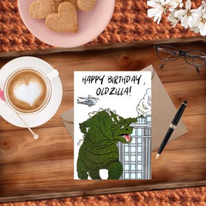 Oldzilla Monster Birthday: Handmade Greeting Card