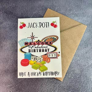 Chance d'anniversaire à Vegas / Carte de voeux faite main / Anniversaire drôle / Amour de Vegas / Invitations d'anniversaire de Las Vegas / Gamble / Fête d'anniversaire de casino
