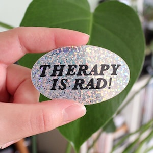 therapy is rad! | 2.5" x 1.5" glitter vinyl sticker