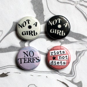 SMALL 1 inch pin-back buttons punk, queer, lgbtqia, body positive, trans, nonbinary image 6