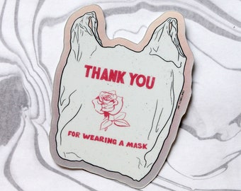thank you for wearing a mask | matte holographic 2.2" x 2.5" die-cut vinyl sticker