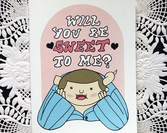 sweet p adventure time valentine card | will you be sweet to me?