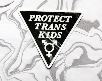 protect trans kids | 2.76" x 2.43" triangle vinyl sticker