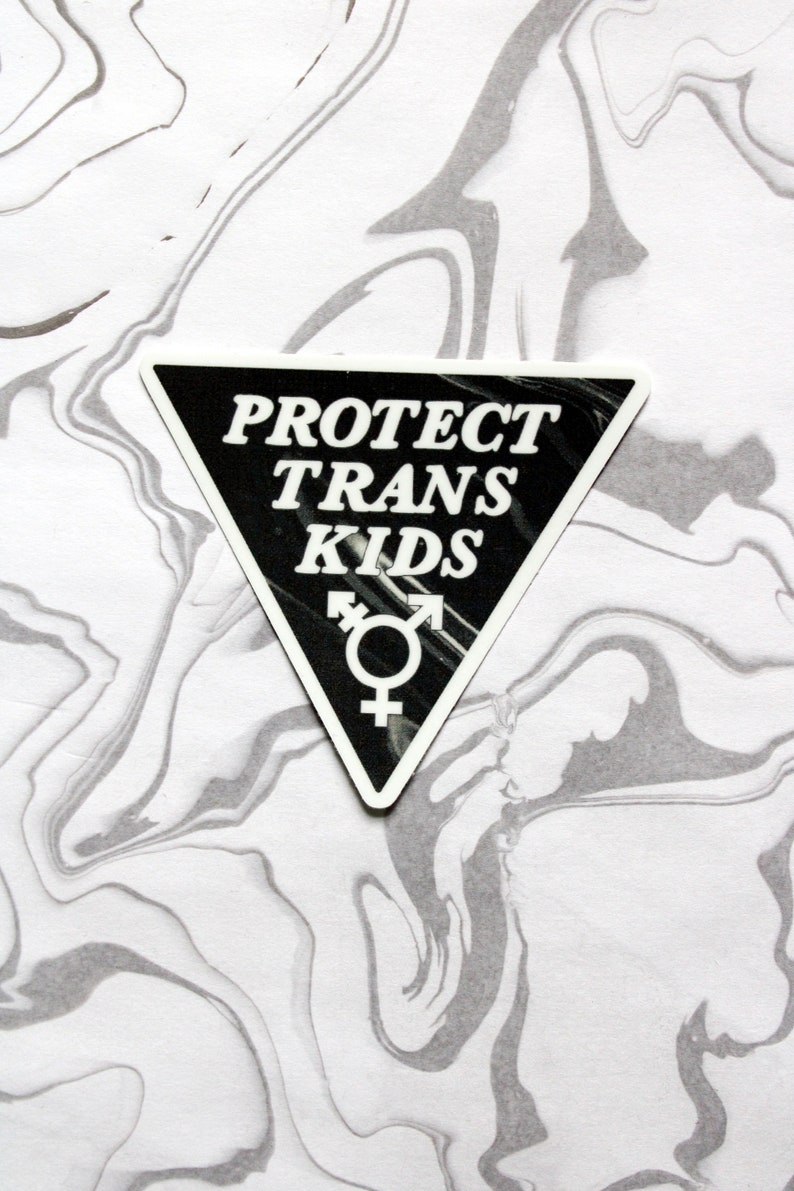 protect trans kids 2.76 x 2.43 triangle vinyl sticker image 1