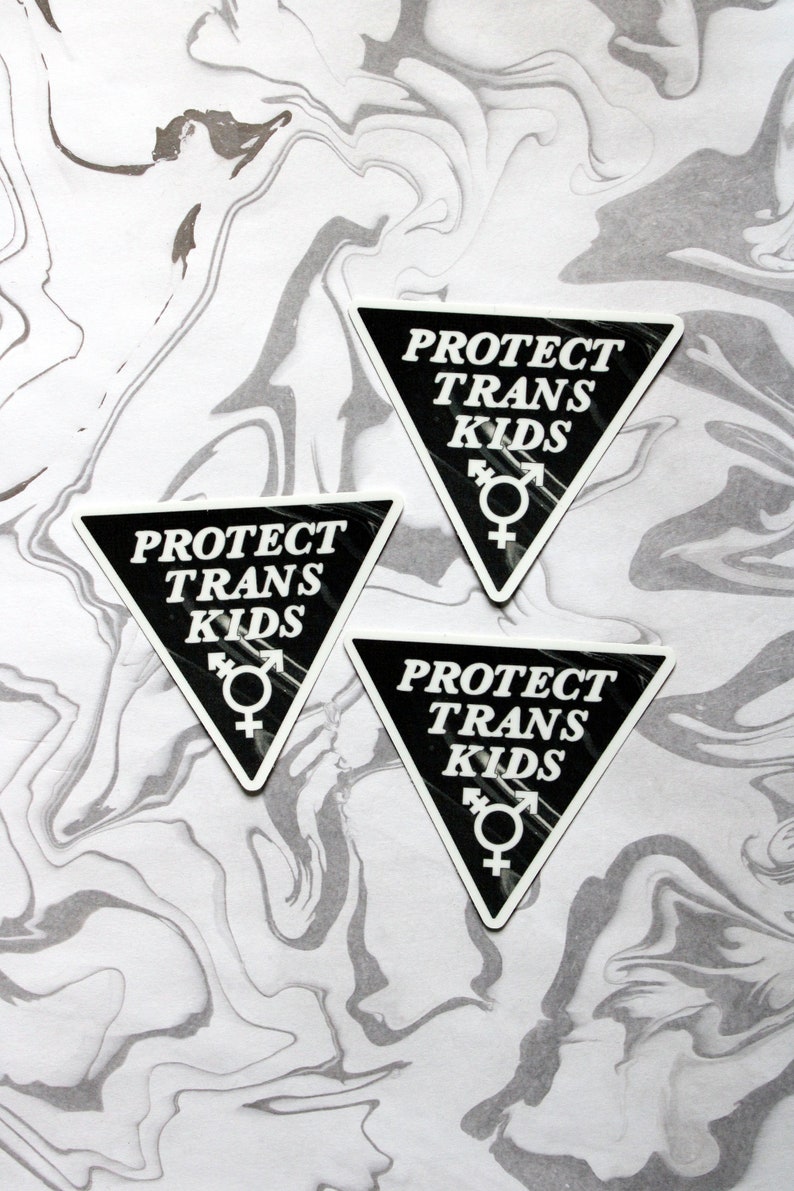 protect trans kids 2.76 x 2.43 triangle vinyl sticker image 4