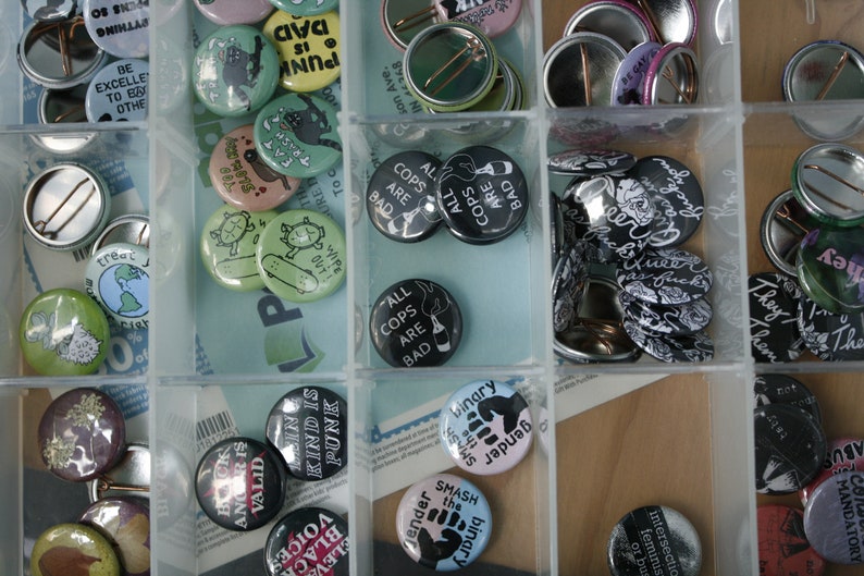 SMALL 1 inch pin-back buttons punk, queer, lgbtqia, body positive, trans, nonbinary image 7