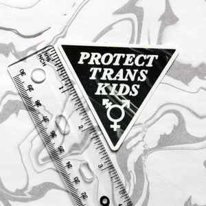 protect trans kids 2.76 x 2.43 triangle vinyl sticker image 2