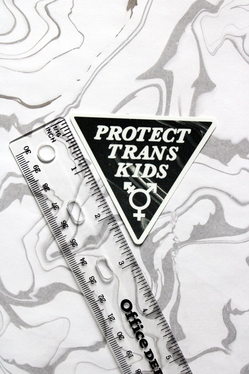 protect trans kids 2.76 x 2.43 triangle vinyl sticker image 2