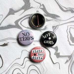 SMALL 1 inch pin-back buttons punk, queer, lgbtqia, body positive, trans, nonbinary image 4