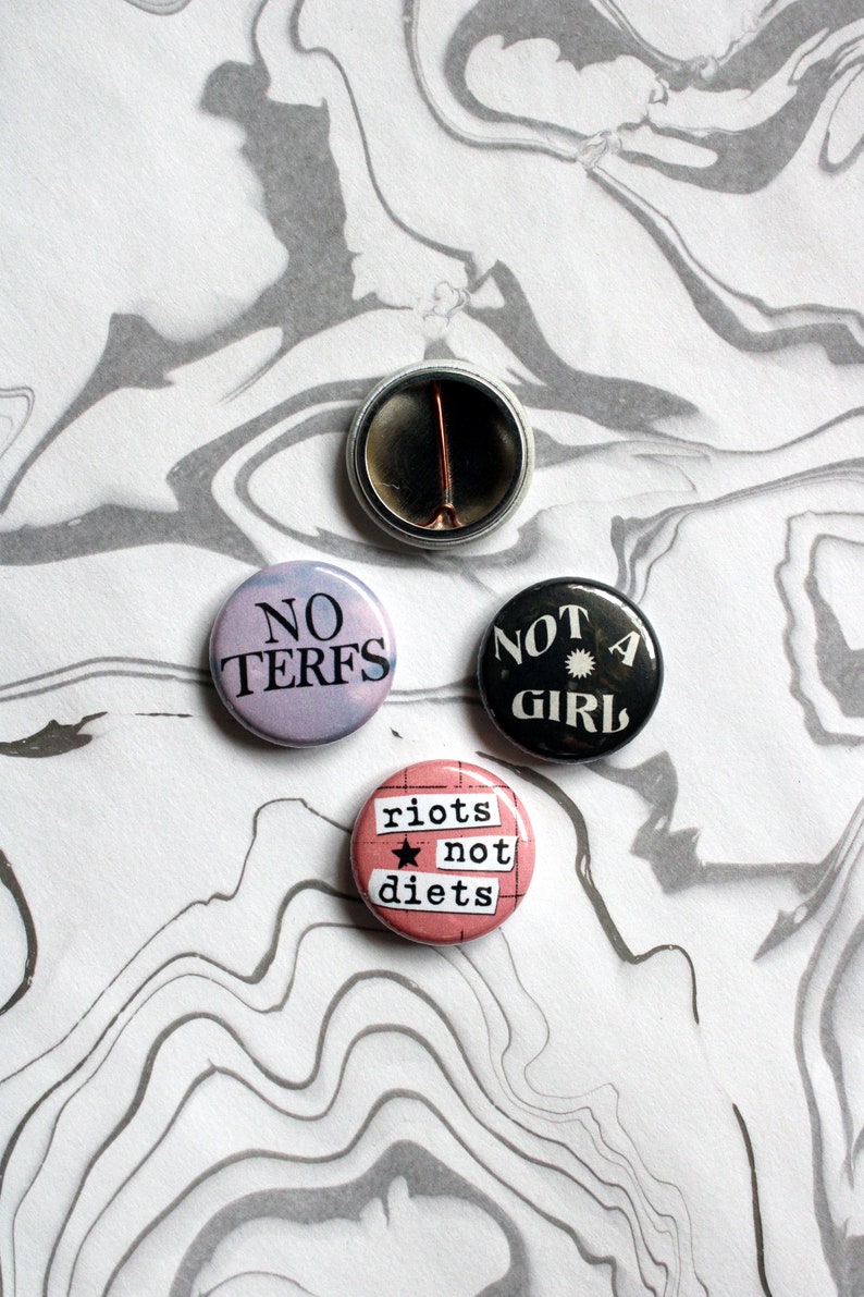 SMALL 1 inch pin-back buttons punk, queer, lgbtqia, body positive, trans, nonbinary image 4