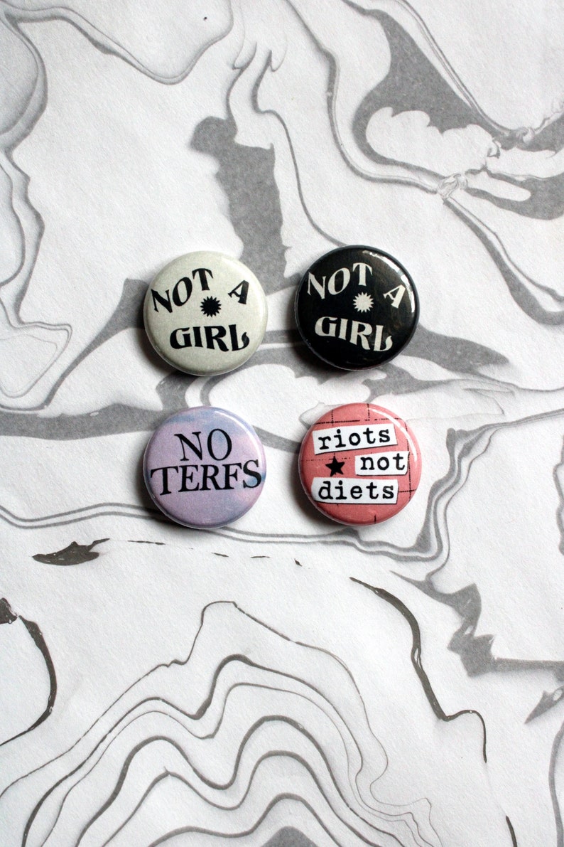 SMALL 1 inch pin-back buttons punk, queer, lgbtqia, body positive, trans, nonbinary image 6