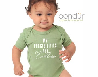 SALE! Endless Possibilities! Inspirational Organic Cotton Baby Bodysuit, Gender Neutral Baby, Positive Baby, Unique Baby Gift, Dream Big