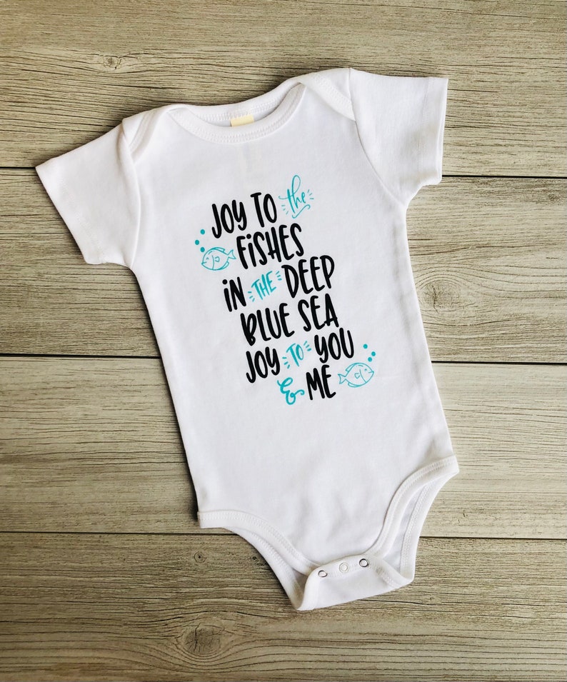 SALE Joy to the Fishes Earth Day Baby, Organic Cotton Bodysuit, Gender Neutral Baby, Infant One Piece Inspirational Baby, Cute Baby Gift image 2