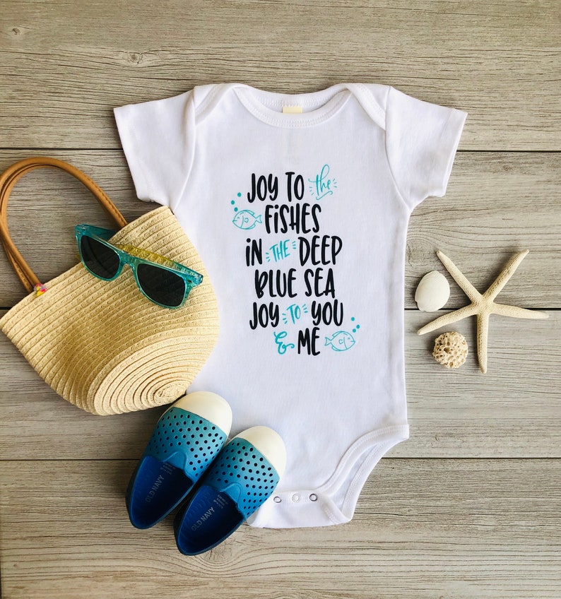 SALE Joy to the Fishes Earth Day Baby, Organic Cotton Bodysuit, Gender Neutral Baby, Infant One Piece Inspirational Baby, Cute Baby Gift image 3