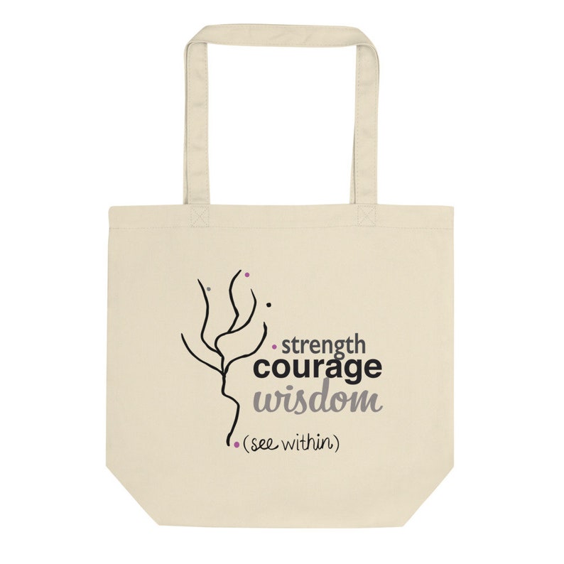 Eco Friendly Birthday Gift Inspirational Eco Tote Tote Bag Courage Strength Eco Tote Bag Motivational Wisdom