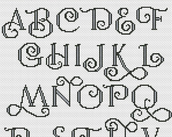 Letters cross stitch counted pattern ABC Alphabet embroidery design - Instant Download in PDF