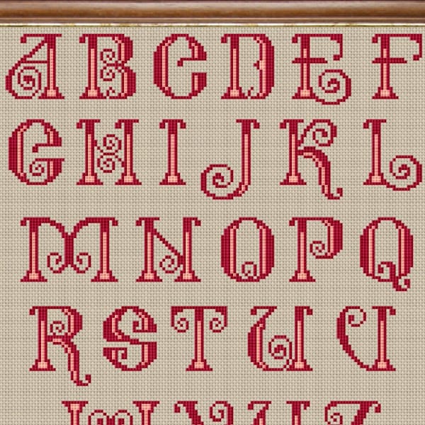 Modèle de broderie Alphabet ABC au point de croix Grandes lettres pour décoration de Noël - Téléchargement instantané au format PDF