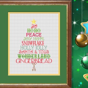 Christmas Tree cross stitch pattern, Announcement embroidery design for Christmas ornaments, Instant Download in PDF