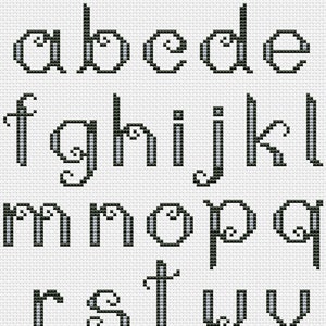 Lowercase letters cross stitch counted pattern ABC Alphabet embroidery design - Instant Download in PDF
