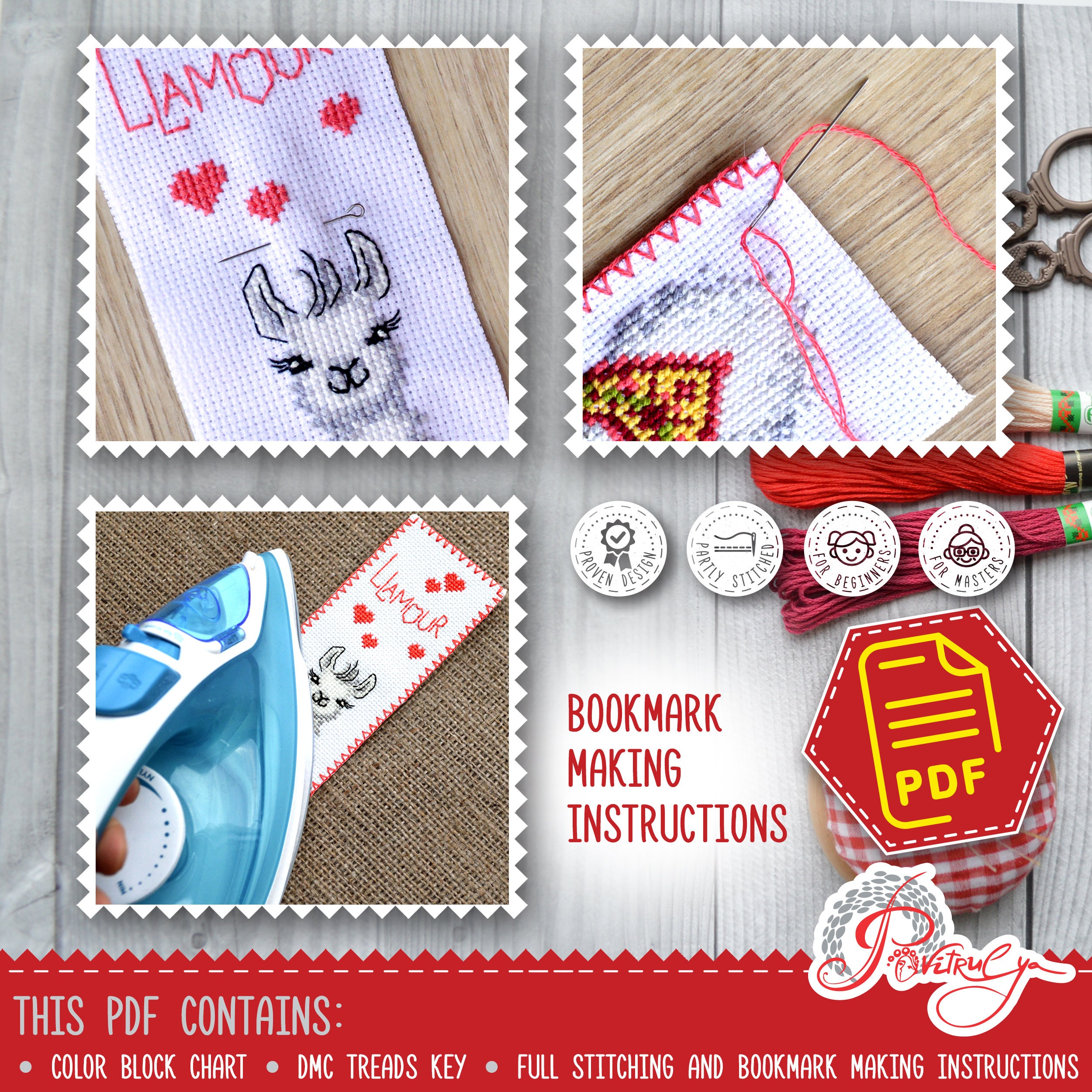 Llama Cross Stitch Bookmark Pattern "no Drama Llama" Instant Download ...