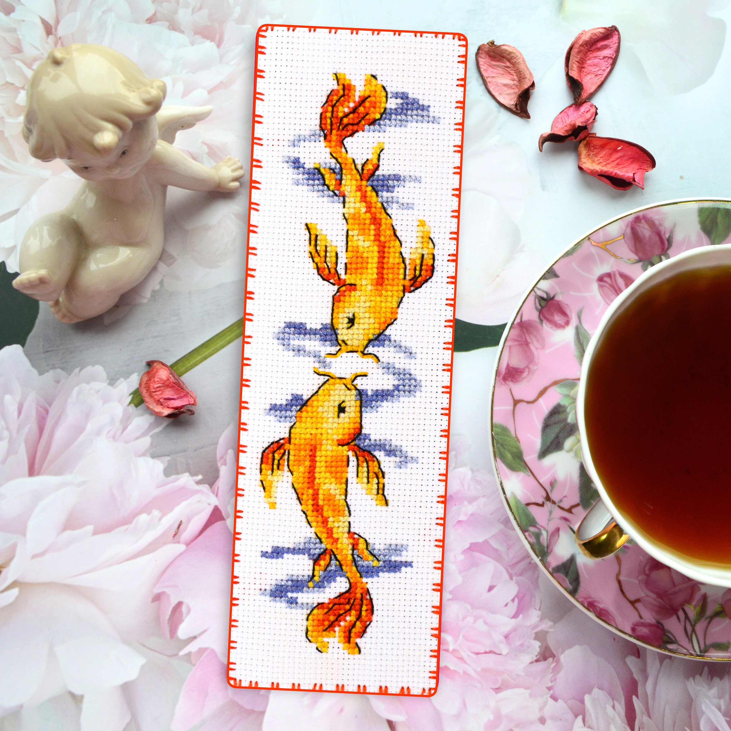 Fish Bookmark Pattern Koi Carps Bookmark Cross Stitch Pattern - Japan Fish Embroidery ...
