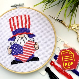 USA Cross Stitch Chart &#39;Stars and Stripes&#39; PDF Pattern - 4th of July DIY Patriotic Gift
