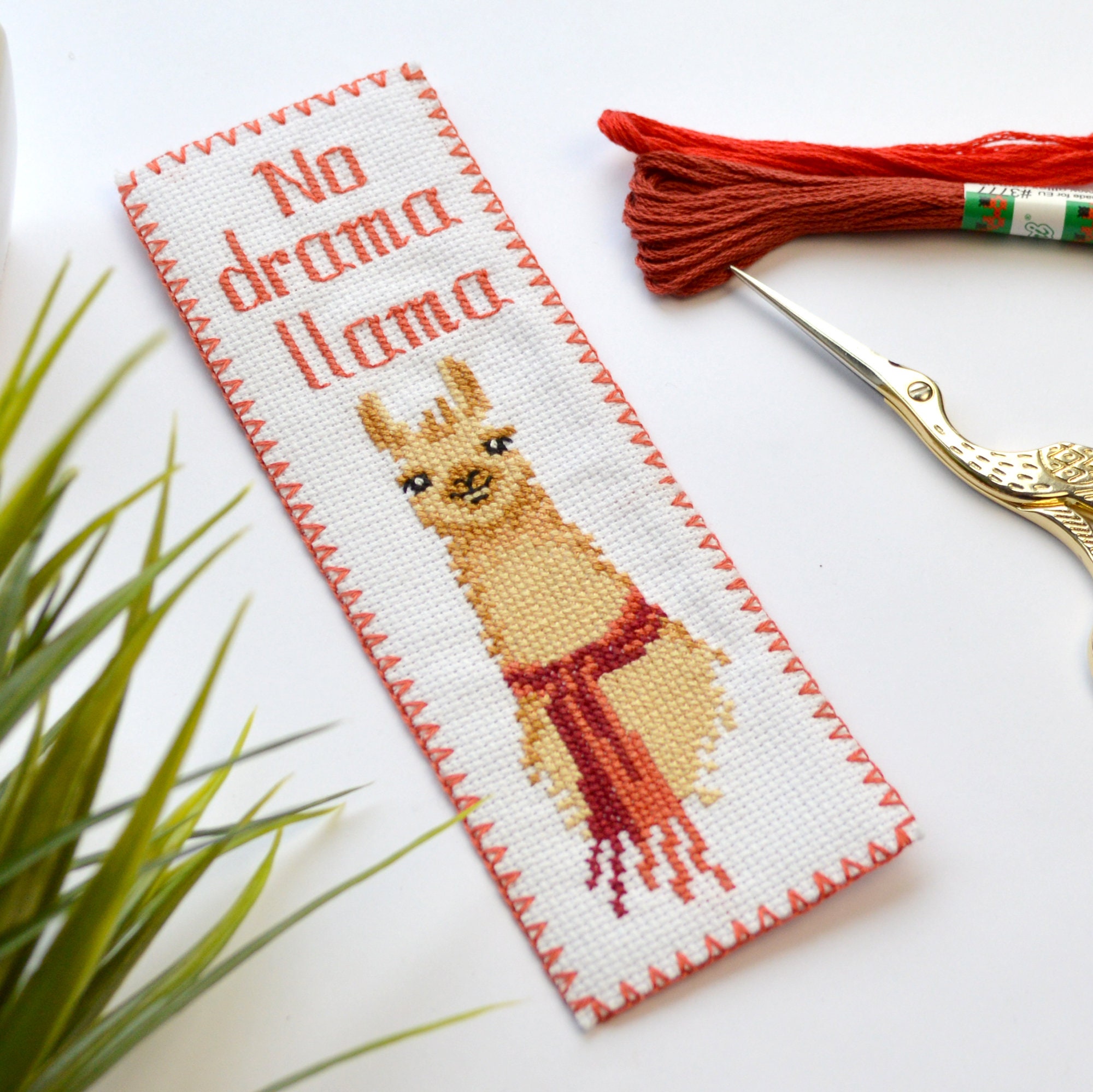 Llama Cross Stitch Bookmark Pattern "no Drama Llama" Instant Download ...