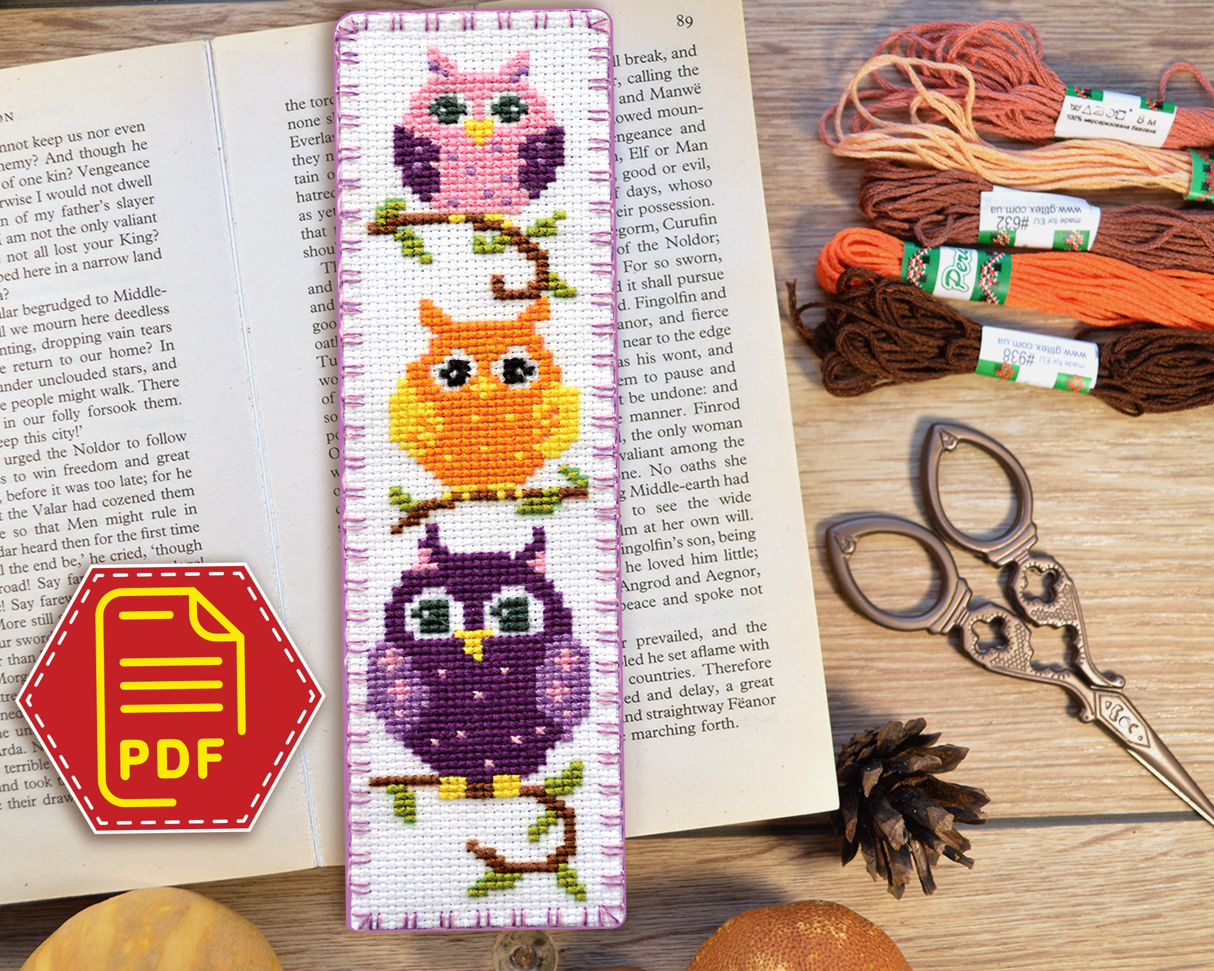 Marcapáginas punto de cruz patrón: Buho Descarga inmediata - Etsy México Marcapáginas punto de cruz patrón: Buho Descarga inmediata - Etsy México