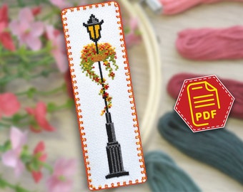 Cross stitch bookmark pattern 'Street Lamp'  Simple embroidery design - Download in PDF