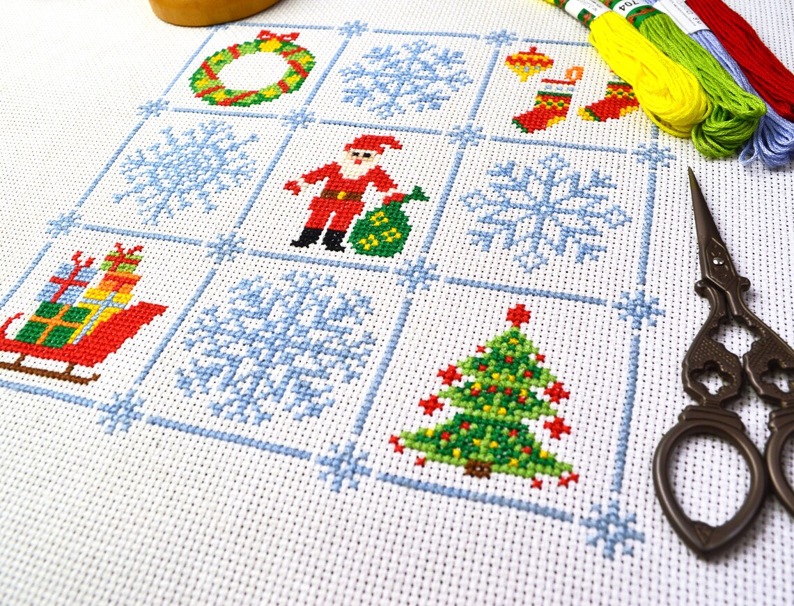 Cross Stitch Sampler Kit 'merry Christmas' With Easy Counted Pattern ...