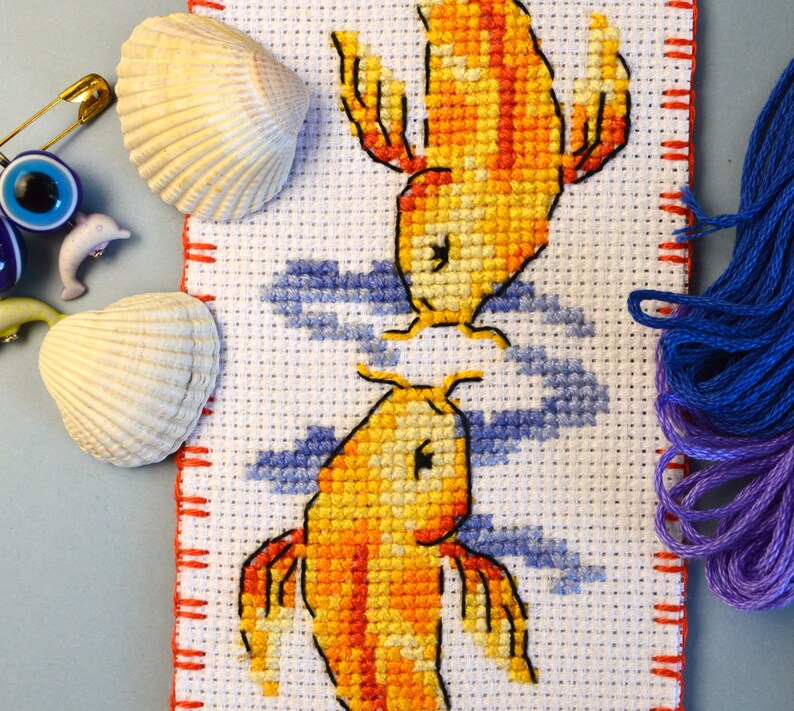 Fish Bookmark Pattern Koi Carps Bookmark Cross Stitch Pattern - Japan Fish Embroidery ...