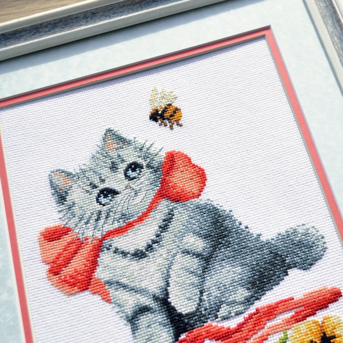 Kitten cross stitch kit Animal embroidery kit Etsy