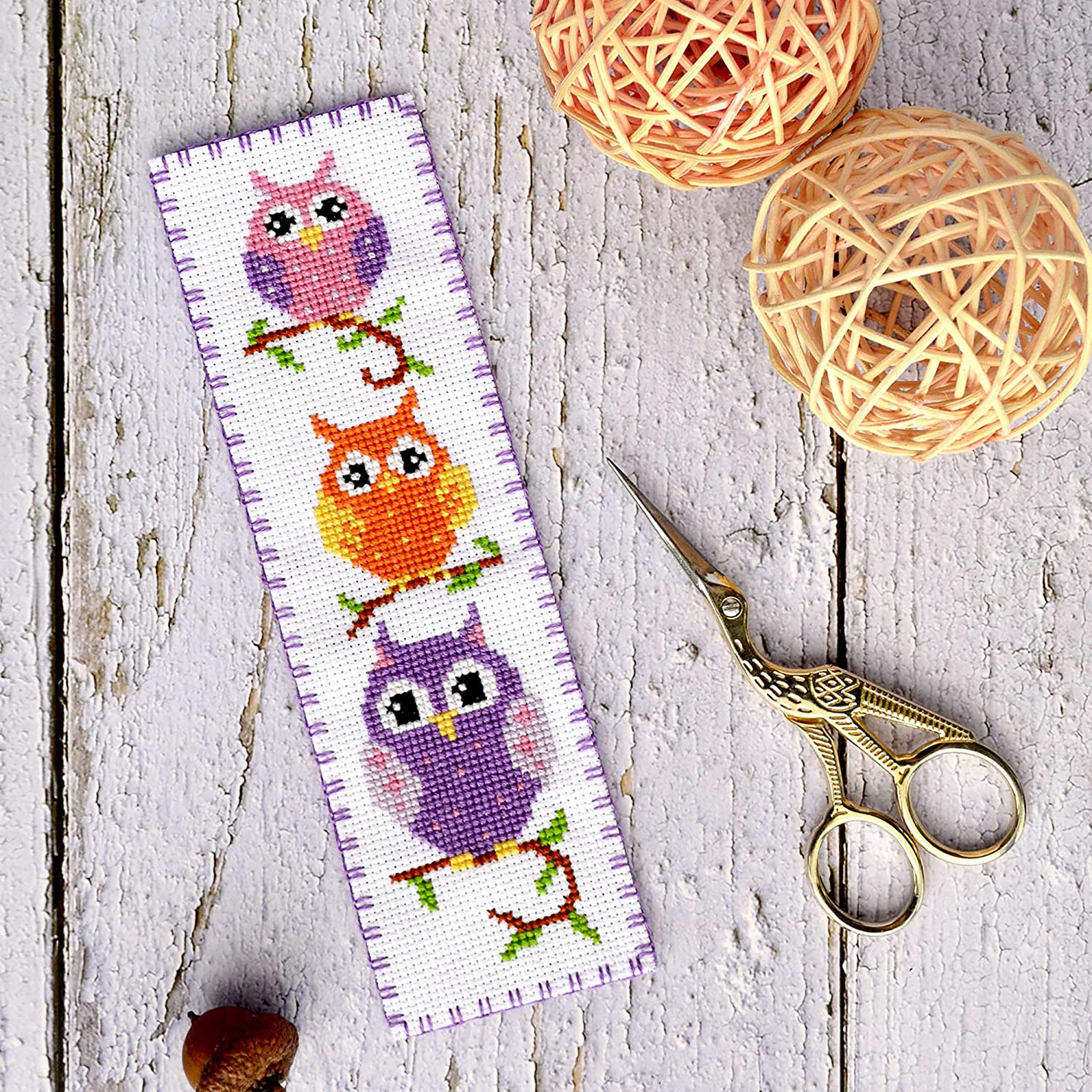 Cute Owls Cross Stitch Bookmark Pattern Birds Embroidery Etsy