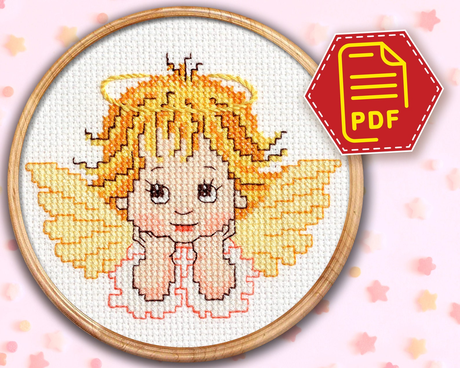 Cute Baby Angel Cross Stitch Counted Pattern Beginners - Etsy
